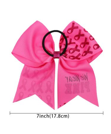 Set of 4 Subesty 7Large Breast Cancer Awareness Girls Cheerleader Hair Bows - Elastic Ponytail Holders for Cheerleader Girls - Ribbon Cheerleader Hair Bow Set - Buy Online on GoSupps.com
