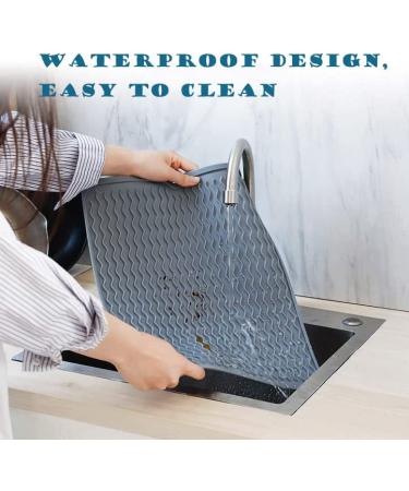 Silicone Pet Feeding Mat - Waterproof Anti-Slip Placemat for Dogs and Cats - Raised Edges to Prevent Spills - 15.7x11.8 Light Grey - Buy Online on GoSupps.com