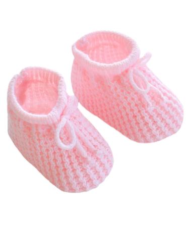 Baby Boys Girls 1 Pair Knitted Booties Mesh Baby Booties 0-3 Months S401 0-3 Months Pink