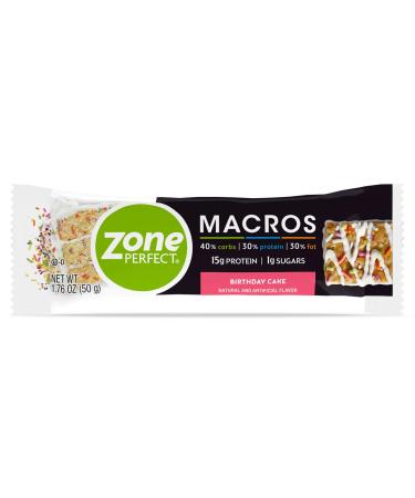 Zone PERFECT Macros Protein Bars, Birthday Cake, 20 Count