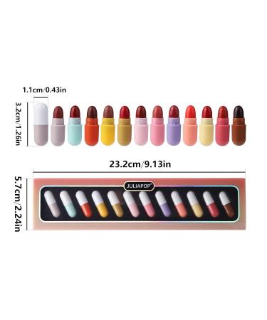 Homeit Lipstick Set for Girls - Waterproof & Portable Mini Lipsticks (12 Colors) in Cute Capsule Form | Matte Finish - Buy Online on GoSupps.com