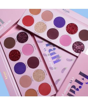  KRASH KOSMETICS KRASH KOSMETICS eyEXshadow Fran 10 Ultra Pigmented Long Lasting Matte Shimmer Glitter Eyeshadow Palette - Rose Red Pink Fuchsia Gold - Includes Mirror - Vegan & Cruelty Free - Buy Online on GoSupps.com