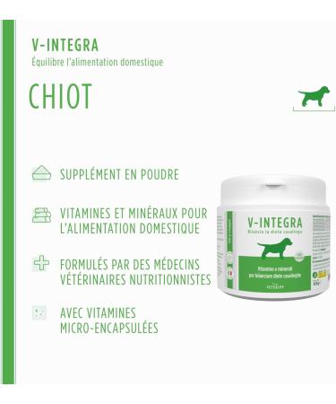 V-INTEGRA Puppy - Complete Supplement Rich in Vitamins and Minerals for Homemade and Barf Diets for Puppies - 500 g - Made in Italy - Buy Online on GoSupps.com