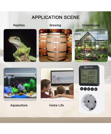 Buy Ketotek Digital Thermostat Socket - Day & Night Temperature Controller for Greenhouses Reptiles and Fridges (100-250V) - Buy Online on GoSupps.com