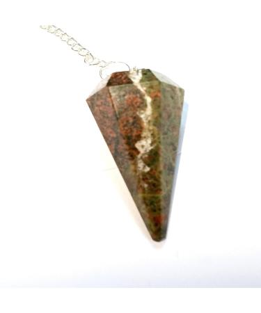 Unakite Crystal Pendulum for Divination Healing and Chakra Balancing - Handcrafted Dowsing Tool with Silver Chain - Spiritual Insights with Unakite Gemstone - Buy Online on GoSupps.com