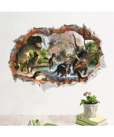 Dinosaur Animal Plant Wall Stickers Meecaa 3D Breaking Wall Decals for Bedrooms Living Room Wall Art Stickers Wall Decor (Dinosaur)