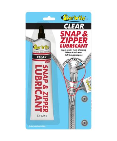 STAR BRITE Snap & Zipper Lubricant - Clear, Non-staining for Clothes, Jeep Tops, Wetsuits, Dive Suits, Gear Bags, Coolers, Biminis, Cushion Covers & More 1.75 OZ (089102)