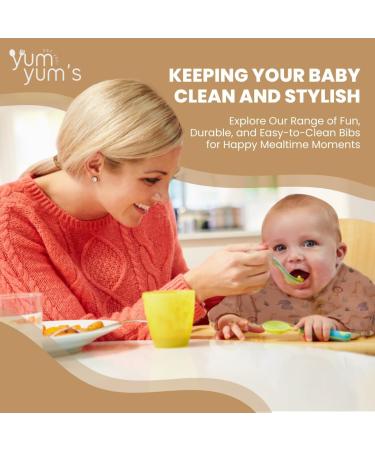 Yum Yum's Silicone Baby Bibs | Waterproof Long Sleeve Weaning Bib for Babies 6-12 Months - Toddler Apron in Pink Safari Print - Buy Online on GoSupps.com