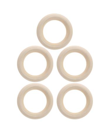 5pcs Wooden Teether Round Smooth Unfinished Wooden Circles for Crafts DIY Teething Ring Jewelry Pendant Connectors(50MM)