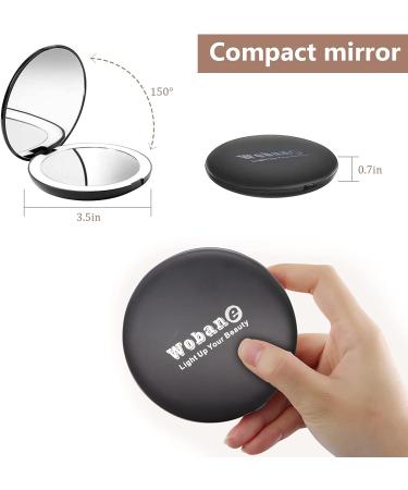 LED Compact Travel Mirror - WOBANE 10X Magnifying Handheld Double Sided Makeup Mirror - Portable 3.5 inch Gift in Black - Buy Online on GoSupps.com