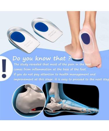 Silicone Gel Heel Cups - Medical Grade Inserts for Plantar Fasciitis and Heel Pain Relief (Size L) - Buy Online on GoSupps.com