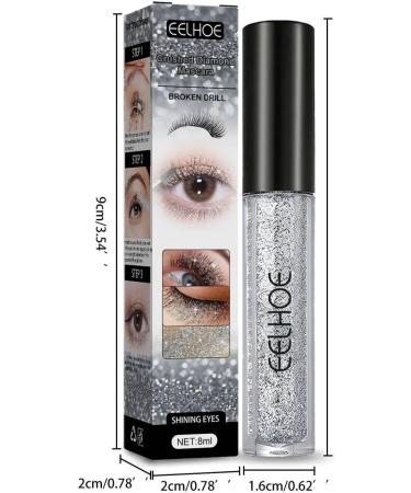 Diamond Glitter Mascara Long Lasting Curl Thick Extension Shiny Mascara Quick Drying Waterproof Shimmer Eye Lash Makeup 8ml - Buy Online on GoSupps.com