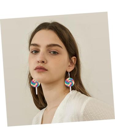 Holibanna 8 Pcs Large Dangle Earrings for Women Ear Decorations Polymer Clay Earrings Lollipop Earrings Turquoise Hoop Earrings for Women Creative Earrings Thick Circle Cane 3X5.3CMx2pcs Assorted Color 4x2pcs - Buy Online on GoSupps.com