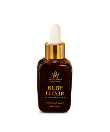 Ruby Elixir - Kumkumadi Serum 30ML - Ayurvedic Face Oil with Saffron for Anti-Aging and Radiant Skin Hydrating Vegan Serum Kumkumadi Oil for Skincare Ideal for Daily Use