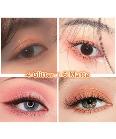 Go Ho 10 Colors Eyeshadow Palette - Matte & Glitter, Korean Makeup, High Pigmented Shades - Waterproof Eyeshadow Palette in Peach Style - Buy Online on GoSupps.com