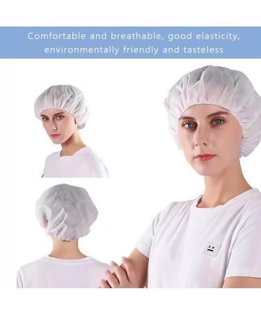 ZXFUTURE 50 Pack White Disposable Bouffant Caps with Swivel Headbands - Ideal for Sleeping, Food Service, Personal Care - Buy Online on GoSupps.com
