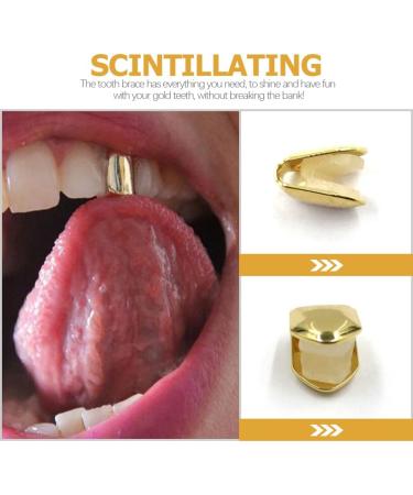 SUPVOX 2Pcs Gold Plated Small Single Tooth Cap Hip Hop Teeth Grill - Golden | Premium Quality - Buy Online on GoSupps.com