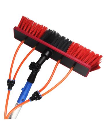 Window cleaning pole 3 12m extendable window cleaning kit window cleaning pole steel buckle fixing easy to install with 20m water supply hose 50cm water hole large brush head Roof Cleaning Tools 5m(16ft)-55cm