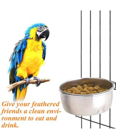 Kathson 2 Pack Bird Feeding Cups with Clamp Holder - Stainless Steel Cage Hanging Bowl for Parrot Food & Water - Ideal for Parakeet, Cockatiels, Conure, Budgies, Lovebird, Finch - Buy Online on GoSupps.com