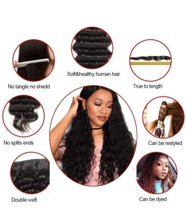 Water Wave Bundles with Closure 18 20 22+16 | Wet and Wavy 100% Unprocessed Human Hair | Deep Curly Bundles in Natural Black - Laritaiya - Buy Online on GoSupps.com