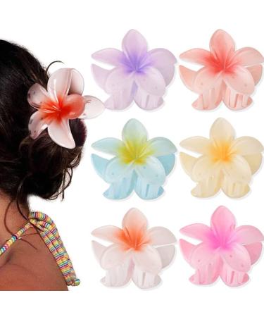 Zsperkla 6 pieces flowers for thick thin hair non -slip acrylic hair clips Big hair clips for women girls hair styling accessories - Buy Online on GoSupps.com
