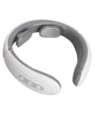 Neck-acupuncture lymphatic massager electronic pulse neck massager electromagnetism vibration neck-acupuncture massage device for pain relief (white)