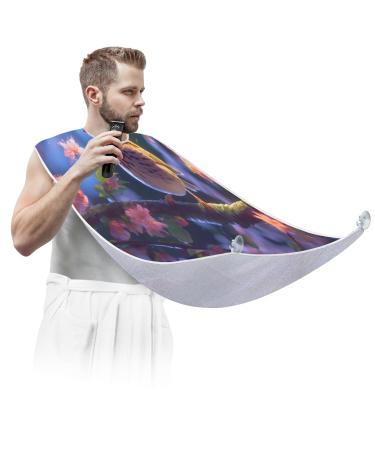 Flowering Bird Beard Bib Apron Beard Hair Catcher for Men Shaving Fathers Day Anniversary Christmas Gifts for Dad Husband Beard Bib with 2 Suction Cups