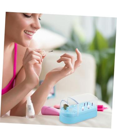 HAPINARY Nail Art Polishing Head Organizer Box Storage Rack Plastic Anti-dust Nail Bit Holder 12x6cm Blue - Buy Online on GoSupps.com