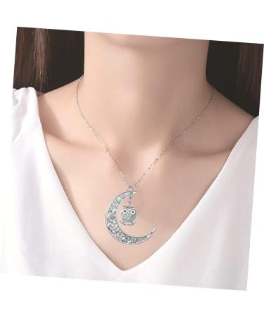 jojofuny Moon Necklace Moon Pendant Necklace Owl Pendant Necklace Owl European and American Decorate Light Blue 50*3.5cm - Buy Online on GoSupps.com
