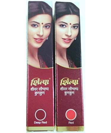 Shilpa Sheer Saubhagya Kumkum India Traditional 2 Shades - Red & Deep Red Liquid Bindi - Dermatologically Tested by Shilpa Sheer Saubhagya Kumkum