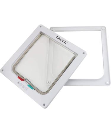 CEESC Large Cat Door 11x9.8 - 4 Way Locking for Windows & Sliding Glass - Weatherproof Cat Flap for Cats & Dogs - 24.8 Circumference, White - Buy Online on GoSupps.com