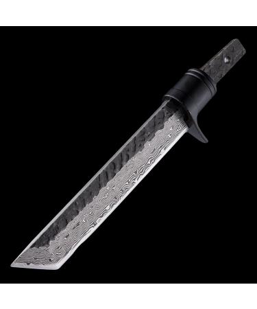 Tanto Blank Blade for the Knifemaking |T10A Damascus San Mai Full Tang |Diy Blank Blade for Custom Knife |Blade for Outdoor & Camping (Blank Blade + Guard)