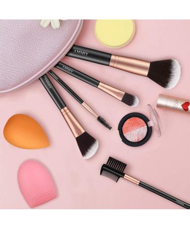 Rose Golden 14-Piece Makeup Brush Set with Blender Sponge and Cleaner - Cruelty-Free Synthetic Kabuki Brushes for Foundation, Powder, Blush, Eyeshadow - Premium Brochas De Maquillaje - Buy Online on GoSupps.com