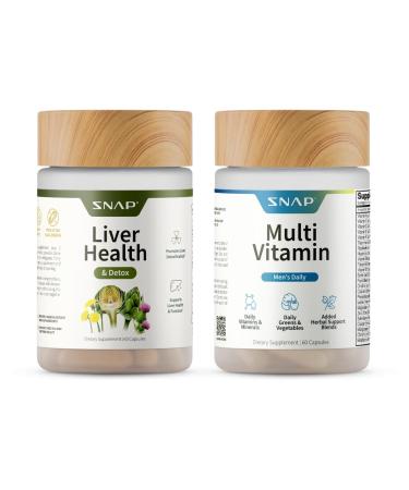 Snap Supplements Liver Health + Men's Daily Multivitamin Bundle 60 Capsules Each