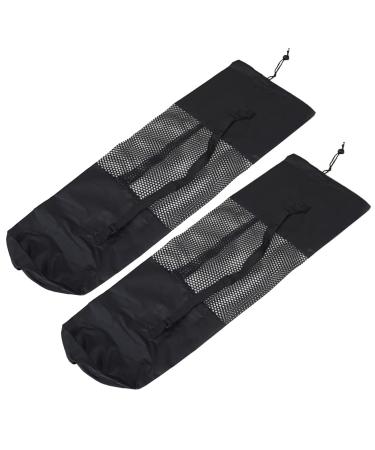 2Pcs Portable Yoga Mat Bag Exercise Yoga Mat Carry Mesh Bag with Adjustable Shoulder Strap Yoga Accessories for Women and Men, Black