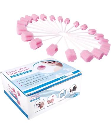 Xrten 50 Pieces Disposable Oral Care Sponge Swabs - Pink Mouth Cotton Swabs for Effective Oral Hygiene - Buy Online on GoSupps.com