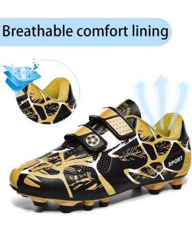 Riawexen Boys & Girls Football Boots - Non-Slip Soccer Training Shoes (28-37 EU) - Unisex Low Top Black/Yellow - Buy Online on GoSupps.com