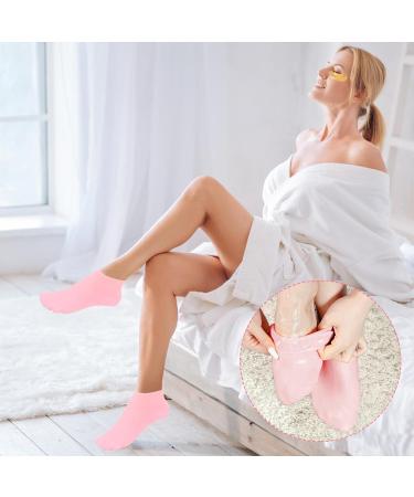 LINXINS Silicone Socks for Cracked Feet 2 Pairs Silicone Socks for Women Silicone Moisturising Socks Women Foot SPA Pedicure Silicone Socks Softening Dry Cracked Feet Rough Skins Pink & White - Buy Online on GoSupps.com