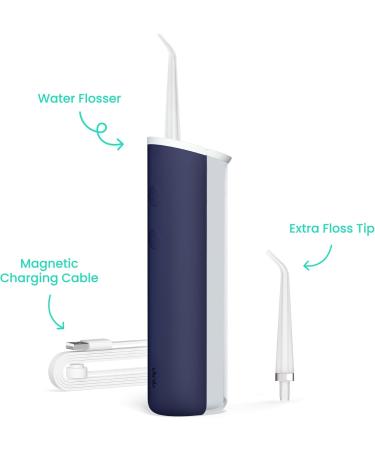Buy Quip Water Flosser - Cordless Rechargeable Dental Pick with Adjustable Pressure & 360 Rotating Tip - Midnight Blue - International Shipping Available - Buy Online on GoSupps.com