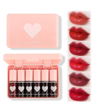 6 Colors Lip Tint Stain Set, Korean Makeup Lip Tint Watery Lip Stain Mini Liquid Lipstick, Multi-use Lip & Cheek Tint Lightweight Moisturizing Long lasting Waterproof High Pigment, 3-in-1 Lip Makeup