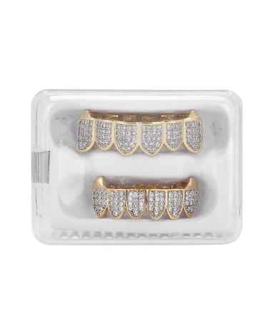 Brass Teeth Set for Hip Hop Fashion Halloween Party Decoration (Two Tone Suit)