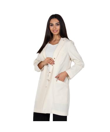 Veste Professional Fitted Colored Women Lab Coat - 5 Pockets 38 Long Laboratory Coat -Female Medical & Science Labcoats Beige Small