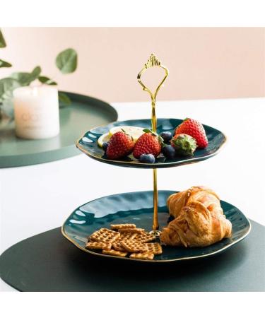 SHAOHUASC European Ceramic Double-Layer Skewer Plate Dessert Plate Cake Plate Flat Plate Jewelry Display Stand - Buy Online on GoSupps.com