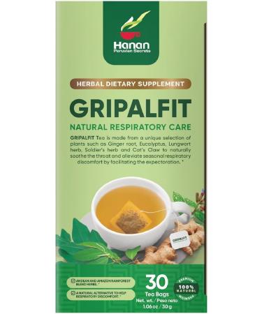 Gripalfit Respiratory Blend - Eucalyptus Leaves (Hojas de Eucalipto) Ginger (Jengibre) Cat's Claw (U a de Gato) Lungwort (Pulmonaria) Soldier's Herb (Matico) - 30 Tea Bags of Herbal Tea from Peru - Buy Online on GoSupps.com