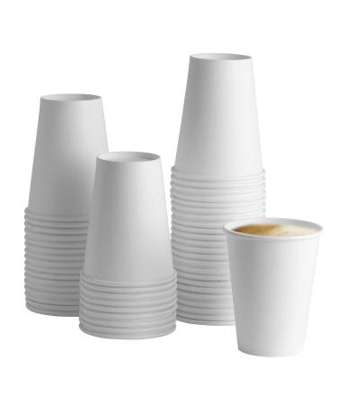 100 Pack - 12 oz. White Paper Hot Cups, Coffee Cups 100 Count (Pack of 1) 12 oz - White
