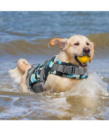 Emust High Buoyancy Lifeguard Life Jacket for Dogs - Blue Camouflage | Small Medium & Large Sizes for Swimming Beach & Boating - Buy Online on GoSupps.com