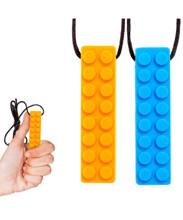 Gafly Sensory Chewing Tool Necklace for Kid's Sensory Integration with Autism and ADHD | Textured Silicone for Teething, and Biting, 2 Pack with Extra Cord and Clasp in Assorted Colors (2 Pack)