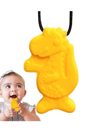 Buy Bexdug Yellow Sensory Chewing Chain - Creative Dinosaur-Shaped Silicone Fidget Toy for Kids | Portable Bite Chain for Sensory Relief - Buy Online on GoSupps.com