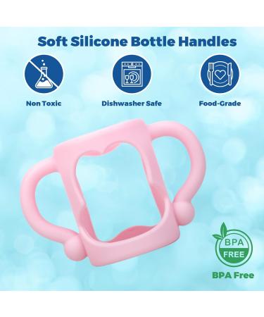 4 Pack Silicone Bottle Handles for Dr. Brown Baby Bottles - Easy Grip Holder for Hands-Free Feeding - Pink, Orange, Blue, Green - Buy Online on GoSupps.com