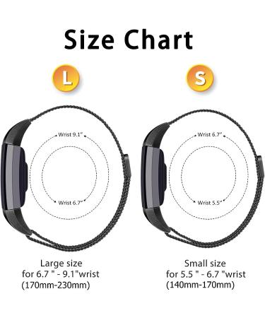 VANCLE Stainless Steel Mesh Band for Fitbit Charge 2 - Black Large - Buy Online on GoSupps.com